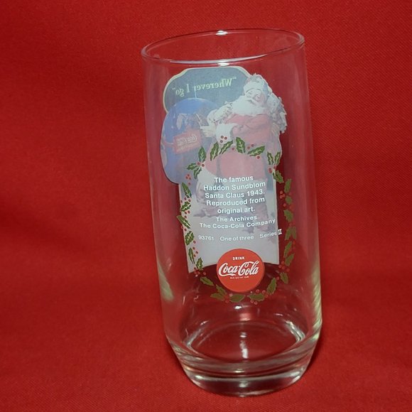 VTG Coca Cola Santa Claus Wherever I Go Drinking Glass - Picture 3 of 11